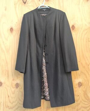 J. Peterman Wool Blend Overcoat Hidden Button Women's 16